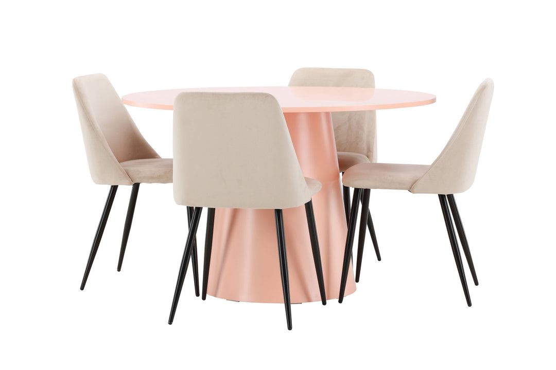 Venture Home Lanzo Table - Peach with 4 Night Chair - Black / Beige