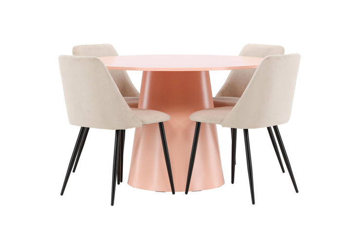 Venture Home Lanzo Table - Peach with 4 Night Chair - Black / Beige