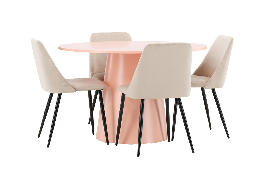 Venture Home Lanzo Table - Peach with 4 Night Chair - Black / Beige