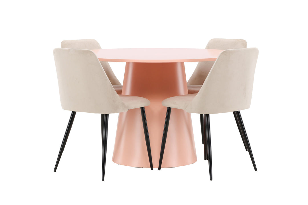 Venture Home Lanzo Table - Peach with 4 Night Chair - Black / Beige