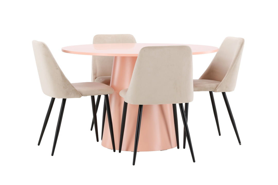 Venture Home Lanzo Table - Peach with 4 Night Chair - Black / Beige
