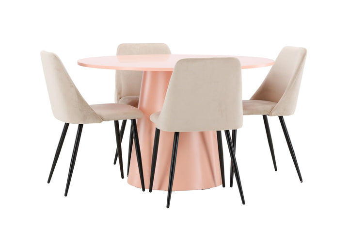 Venture Home Lanzo Table - Peach with 4 Night Chair - Black / Beige