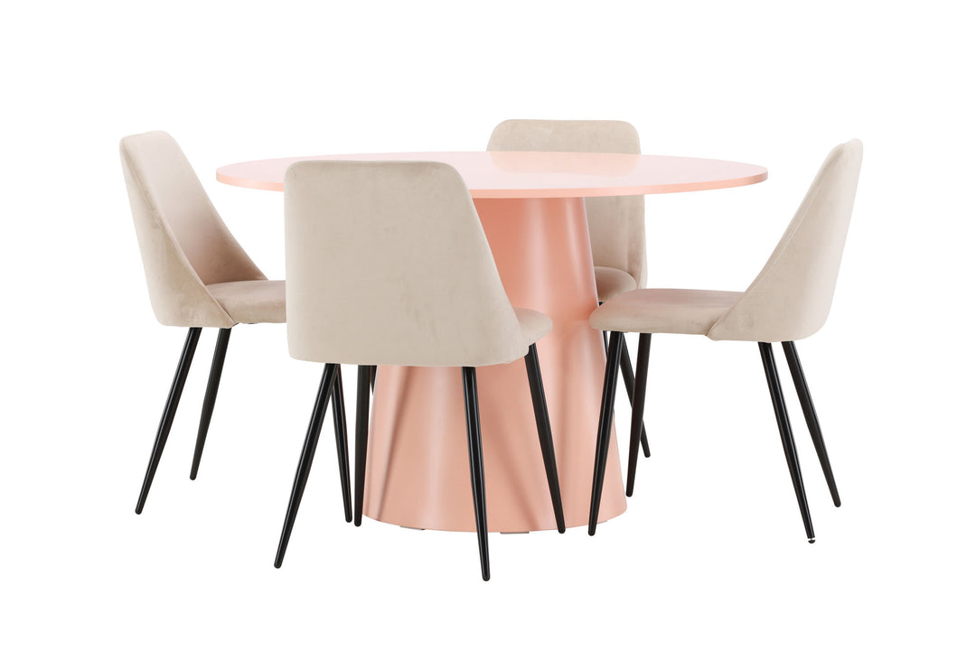 Venture Home Lanzo Table - Peach with 4 Night Chair - Black / Beige