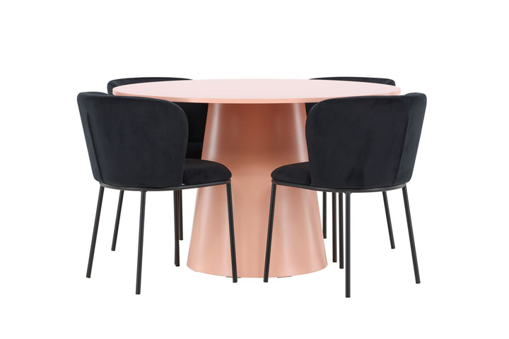 Venture Home Lanzo Table - Peach with 4 Edina Chair - Black
