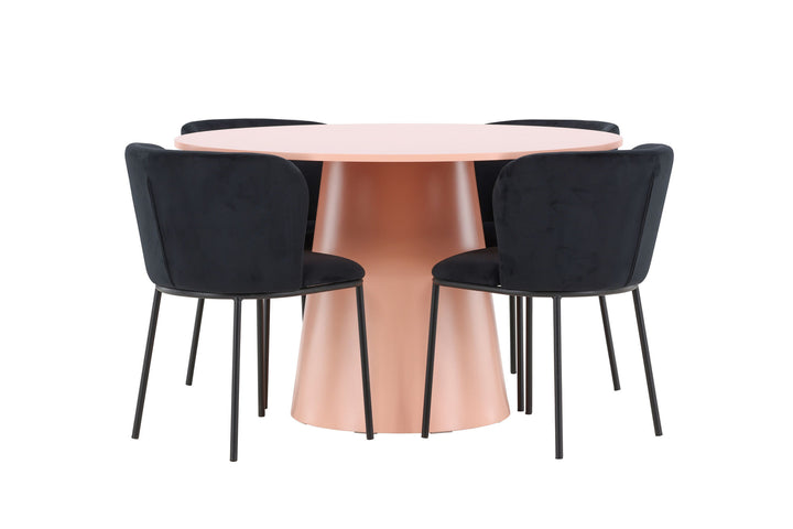 Venture Home Lanzo Table - Peach with 4 Edina Chair - Black