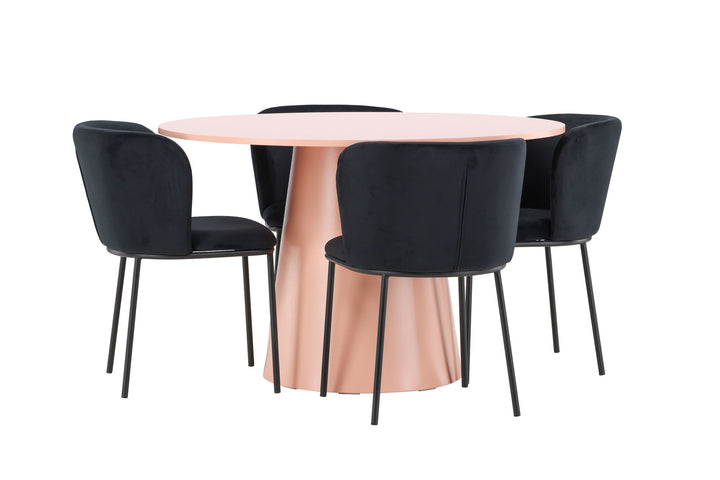 Venture Home Lanzo Table - Peach with 4 Edina Chair - Black