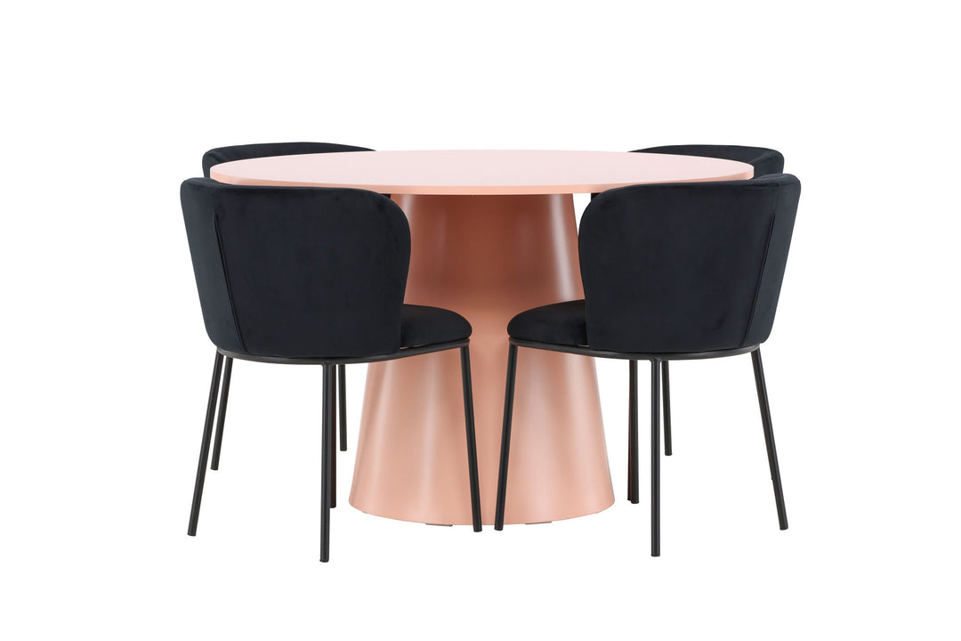 Venture Home Lanzo Table - Peach with 4 Edina Chair - Black