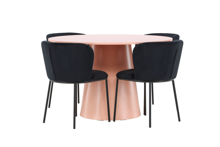 Venture Home Lanzo Table - Peach with 4 Edina Chair - Black