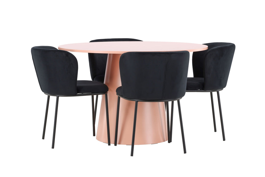 Venture Home Lanzo Table - Peach with 4 Edina Chair - Black