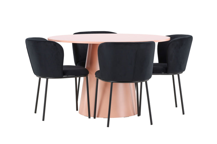 Venture Home Lanzo Table - Peach with 4 Edina Chair - Black