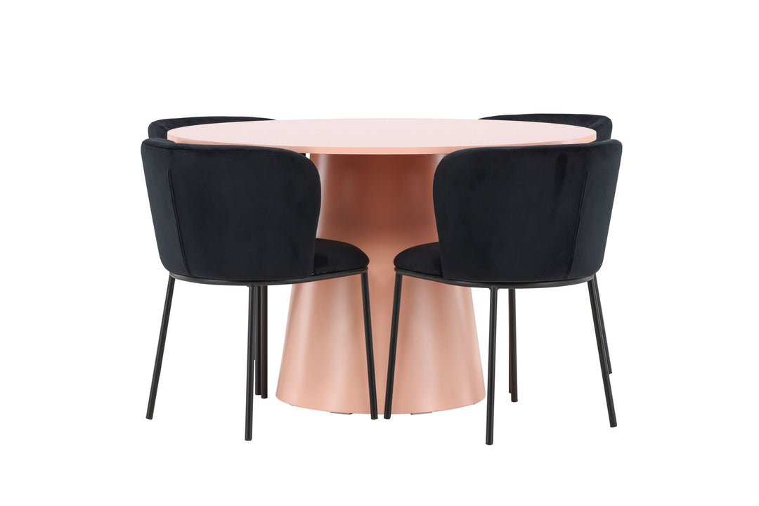Venture Home Lanzo Table - Peach with 4 Edina Chair - Black