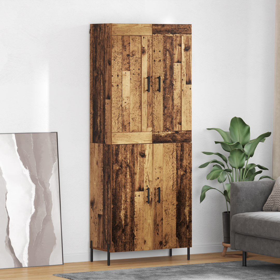 Highboard 2 pcs Gammelt træ Konstrueret træ