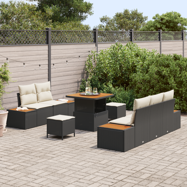 Havesofa Sæt med pude 8 pcs Sort og Cream