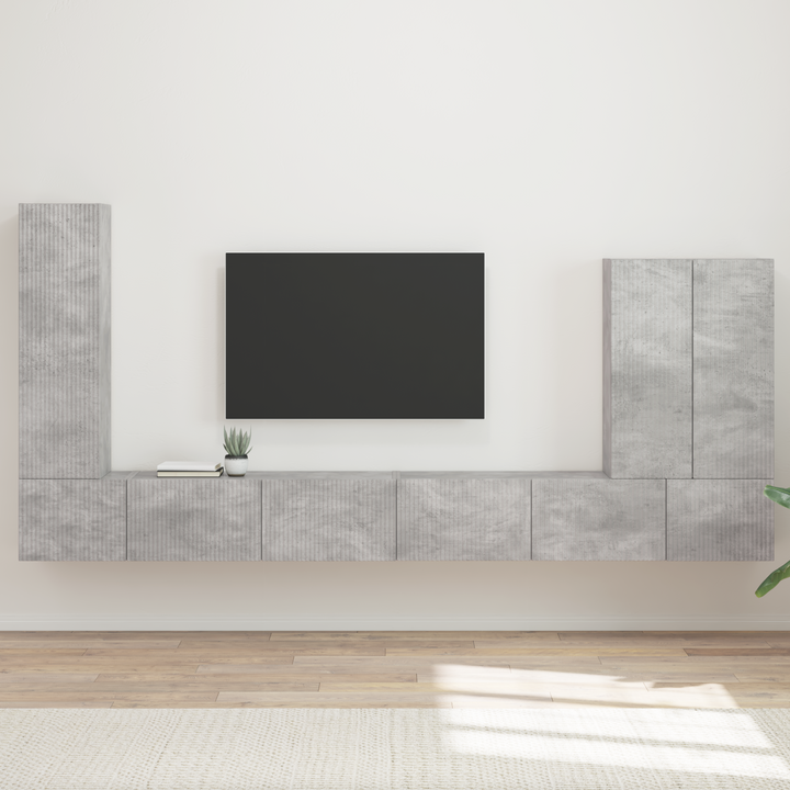 Tv vægskab sæt Vægmonteret 6 pcs Beton Grå