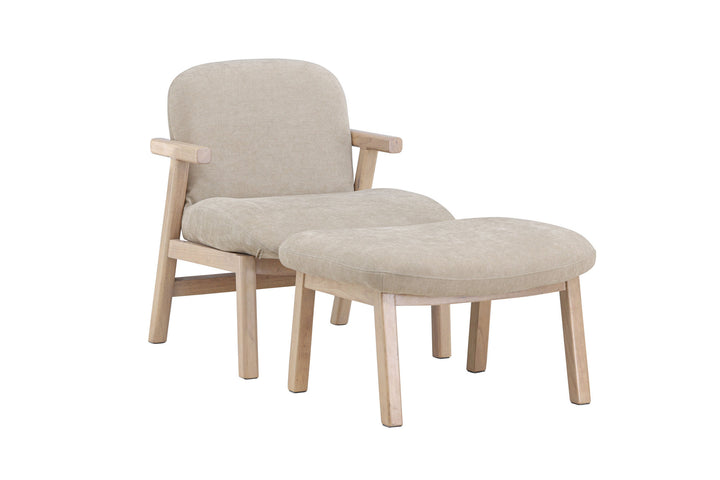 Venture Home Rile Armchair + Ottoman - Whitewash/ Beige