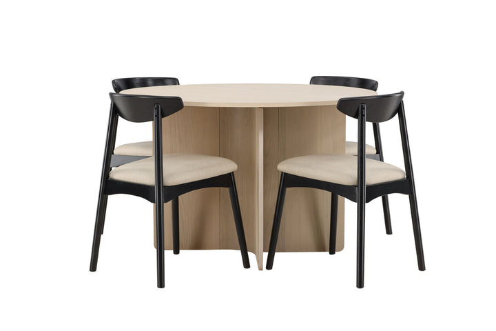 Venture Home Tyresö Table ø120 - Whitewash with Ven Chair - Black