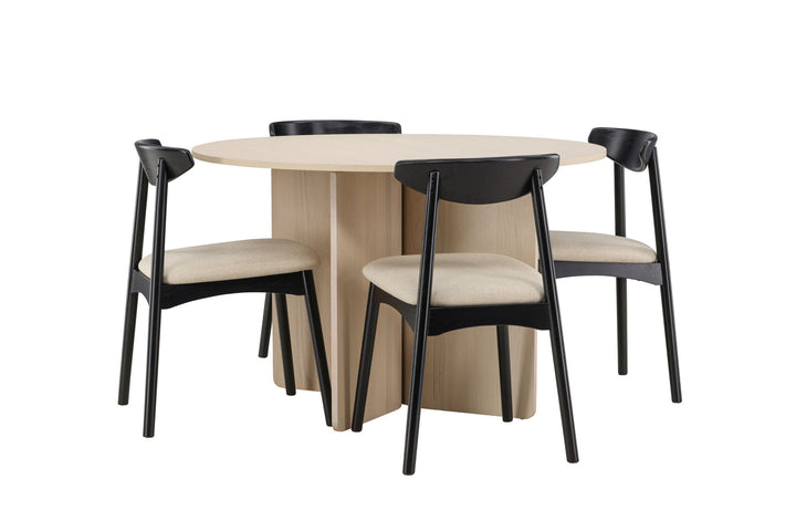 Venture Home Tyresö Table ø120 - Whitewash with Ven Chair - Black
