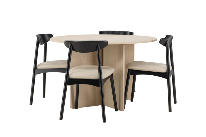 Venture Home Tyresö Table ø120 - Whitewash with Ven Chair - Black
