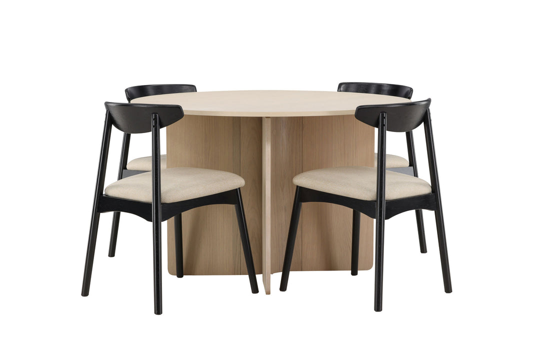 Venture Home Tyresö Table ø120 - Whitewash with Ven Chair - Black