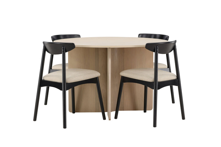 Venture Home Tyresö Table ø120 - Whitewash with Ven Chair - Black