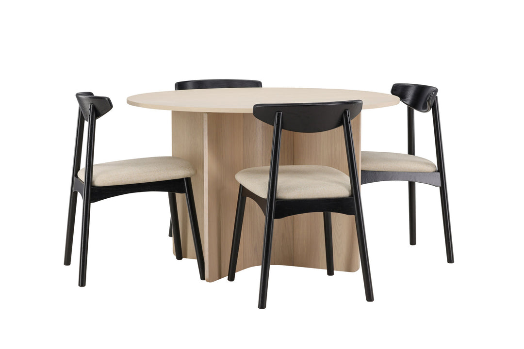 Venture Home Tyresö Table ø120 - Whitewash with Ven Chair - Black