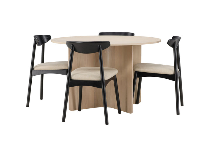 Venture Home Tyresö Table ø120 - Whitewash with Ven Chair - Black