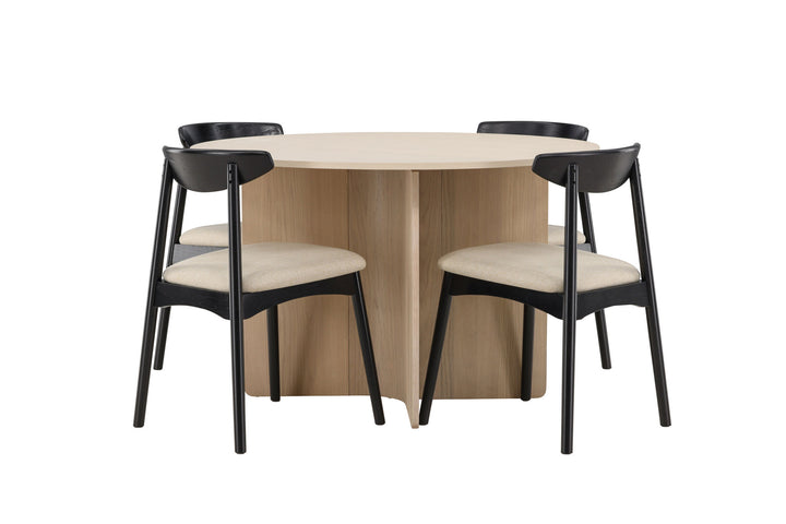 Venture Home Tyresö Table ø120 - Whitewash with Ven Chair - Black