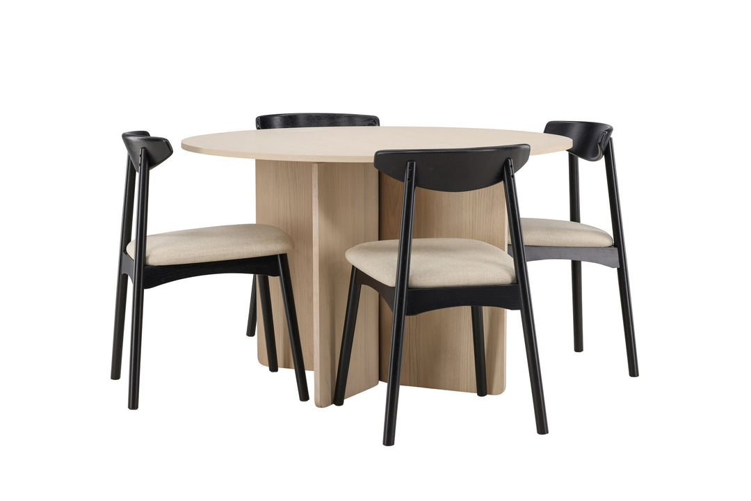 Venture Home Tyresö Table ø120 - Whitewash with Ven Chair - Black