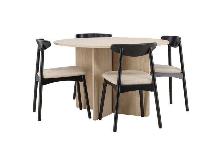 Venture Home Tyresö Table ø120 - Whitewash with Ven Chair - Black