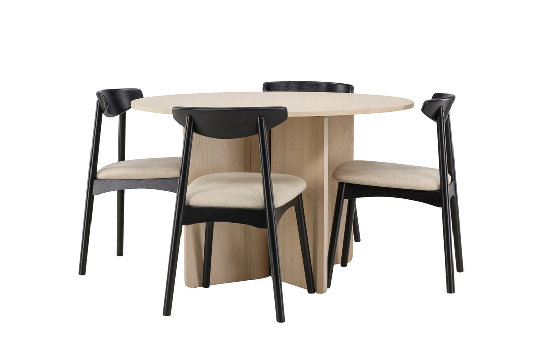 Venture Home Tyresö Table ø120 - Whitewash with Ven Chair - Black