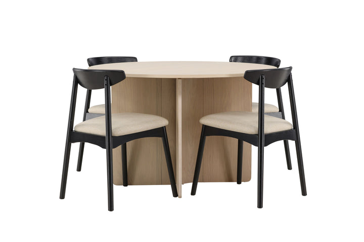 Venture Home Tyresö Table ø120 - Whitewash with Ven Chair - Black