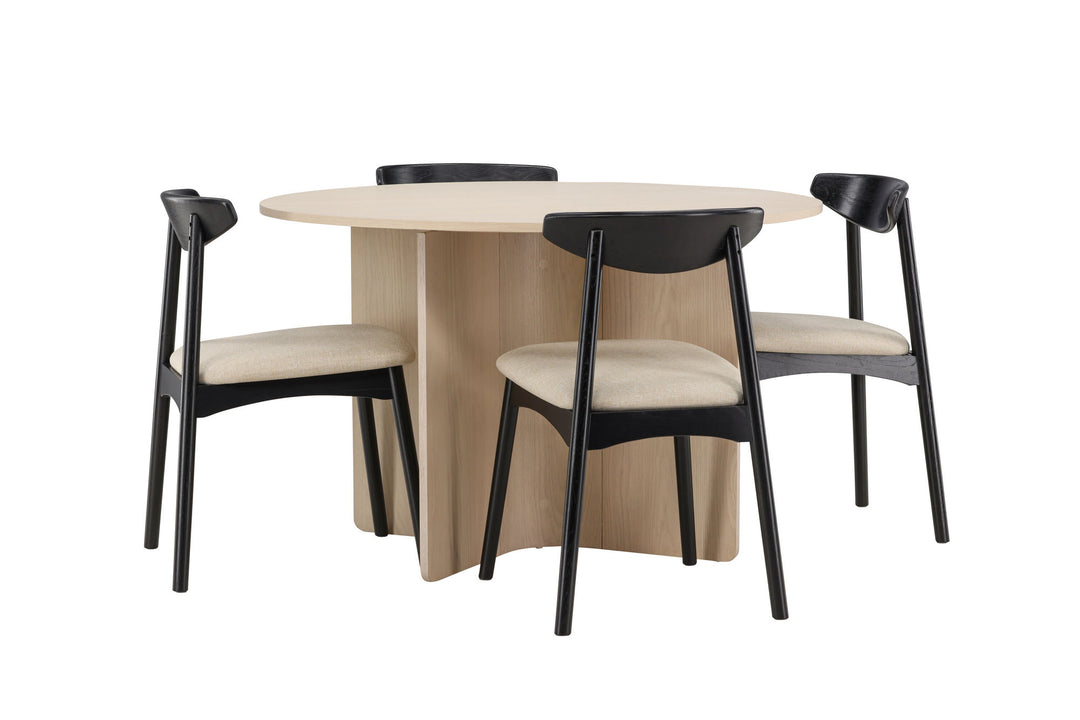 Venture Home Tyresö Table ø120 - Whitewash with Ven Chair - Black