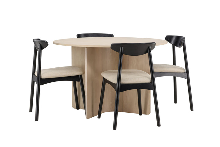 Venture Home Tyresö Table ø120 - Whitewash with Ven Chair - Black