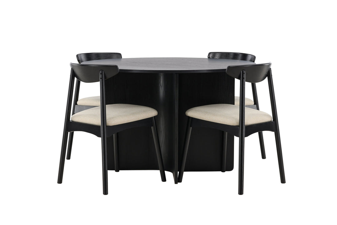 Venture Home Tyresö Table ø120 - Black with Ven Chair - Black