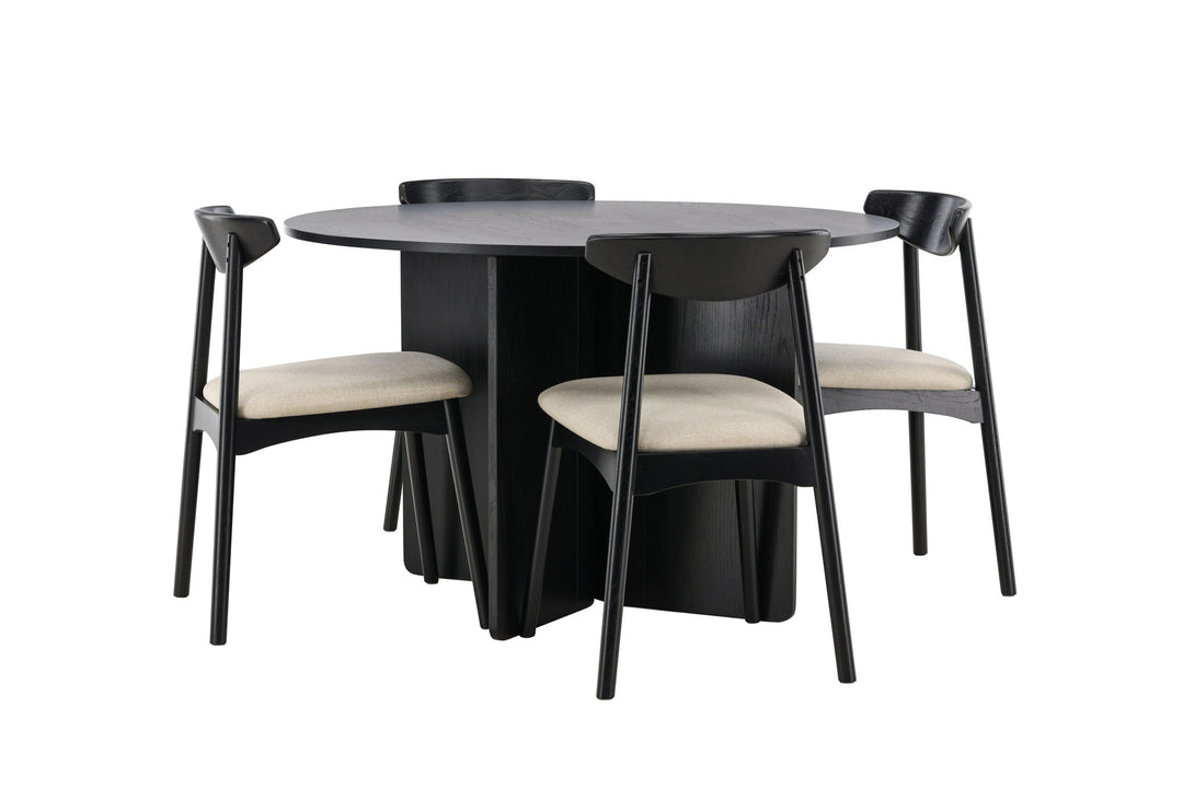 Venture Home Tyresö Table ø120 - Black with Ven Chair - Black