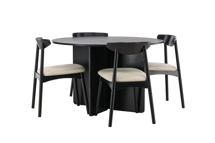Venture Home Tyresö Table ø120 - Black with Ven Chair - Black