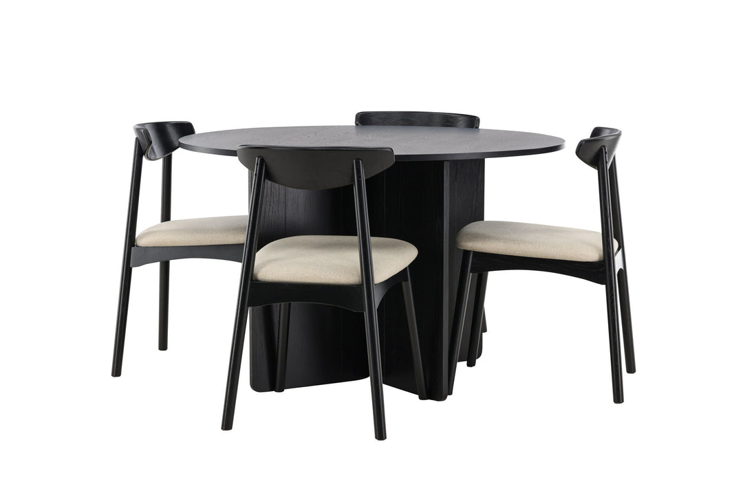 Venture Home Tyresö Table ø120 - Black with Ven Chair - Black