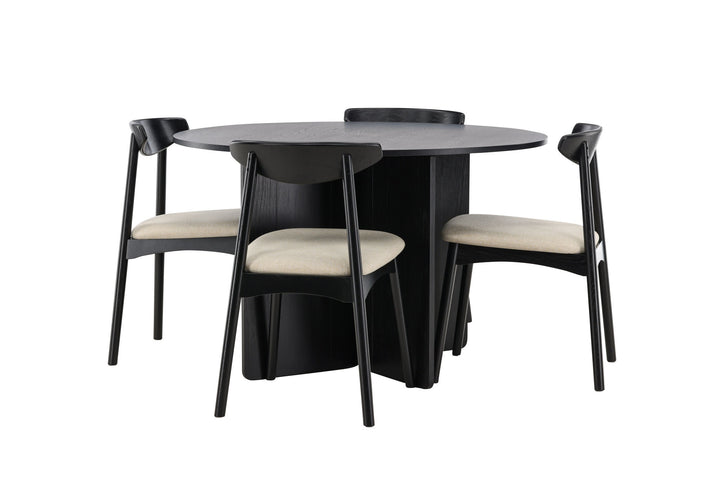 Venture Home Tyresö Table ø120 - Black with Ven Chair - Black