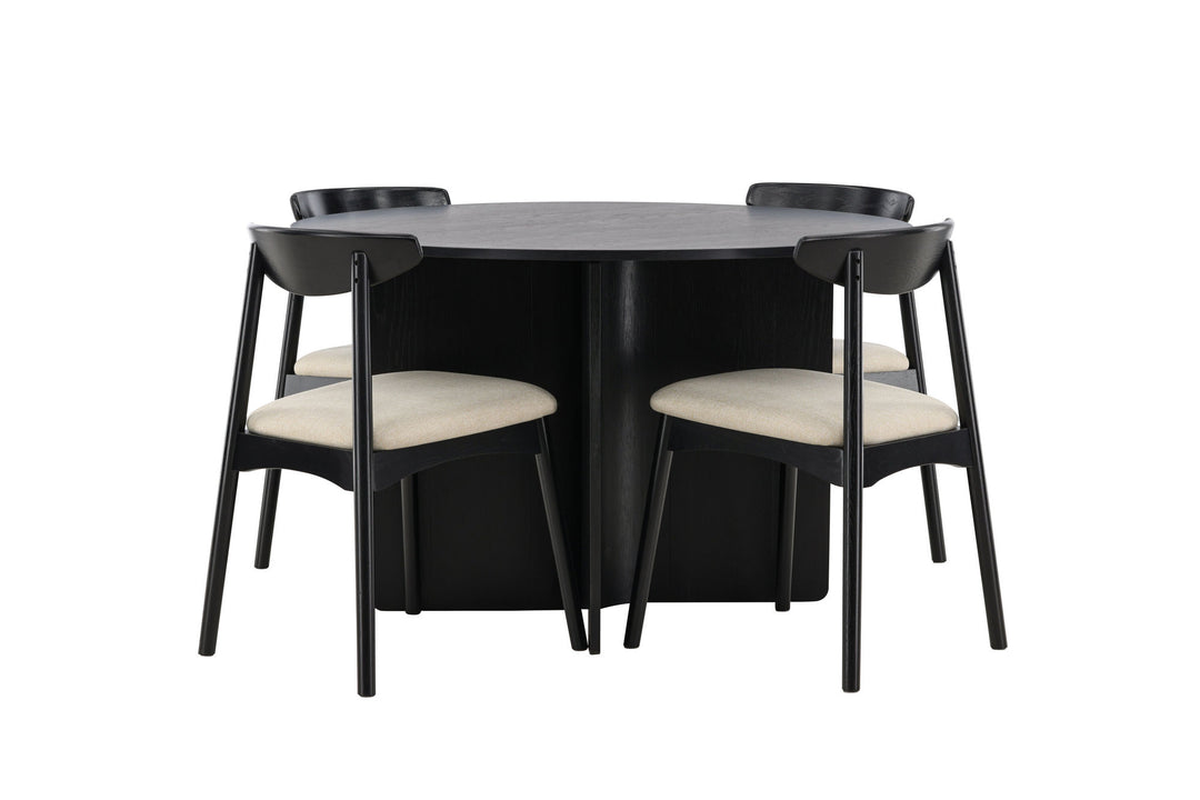 Venture Home Tyresö Table ø120 - Black with Ven Chair - Black