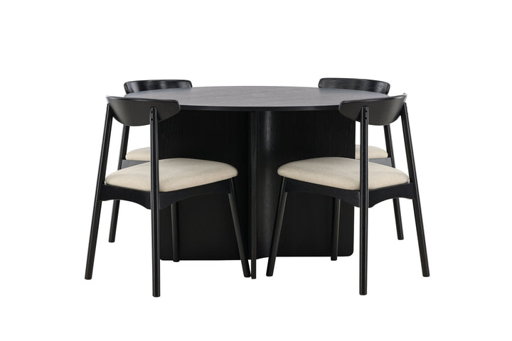 Venture Home Tyresö Table ø120 - Black with Ven Chair - Black