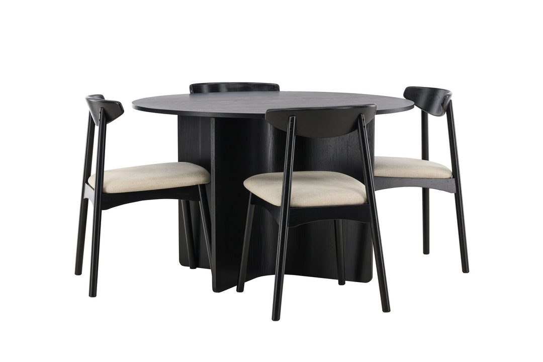 Venture Home Tyresö Table ø120 - Black with Ven Chair - Black