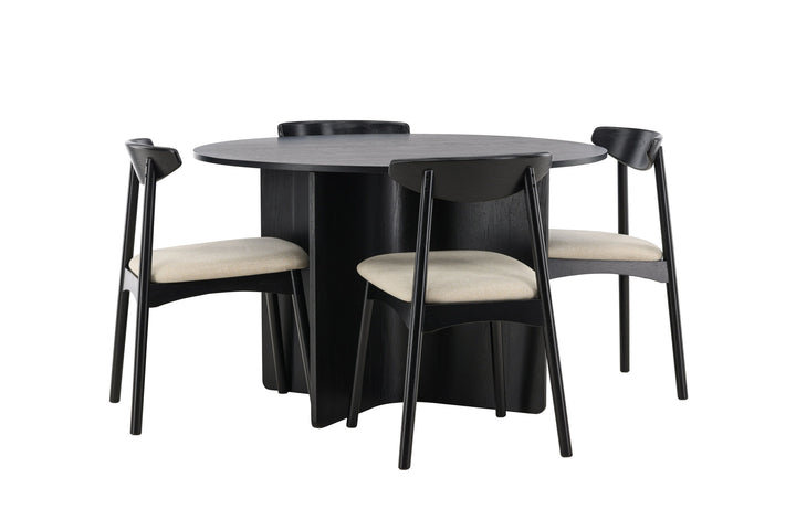 Venture Home Tyresö Table ø120 - Black with Ven Chair - Black