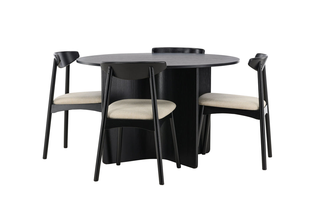 Venture Home Tyresö Table ø120 - Black with Ven Chair - Black