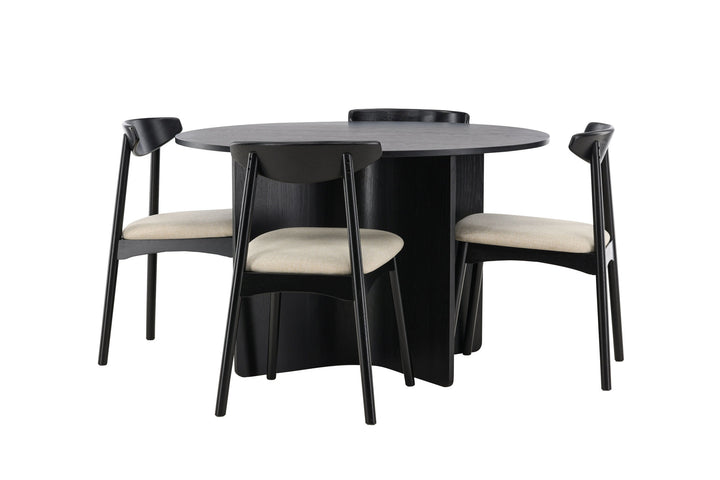 Venture Home Tyresö Table ø120 - Black with Ven Chair - Black