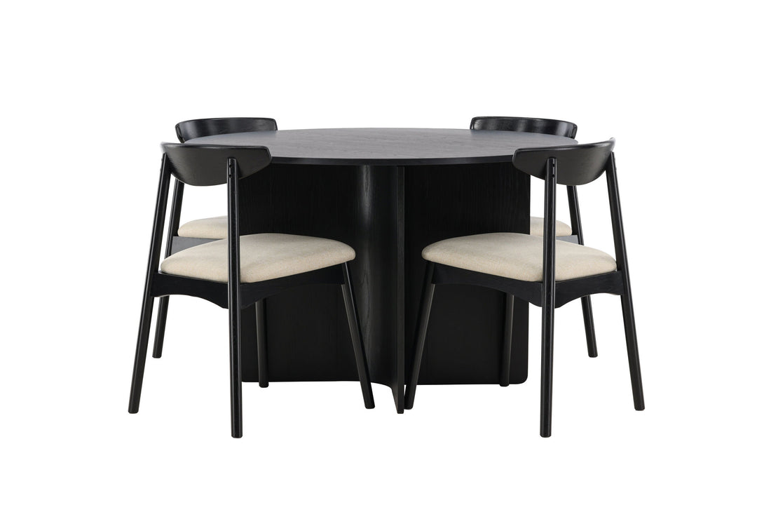 Venture Home Tyresö Table ø120 - Black with Ven Chair - Black
