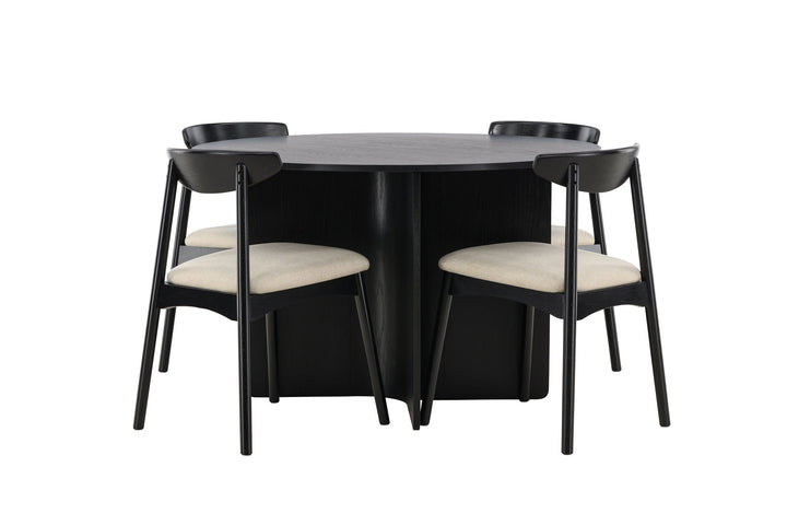 Venture Home Tyresö Table ø120 - Black with Ven Chair - Black