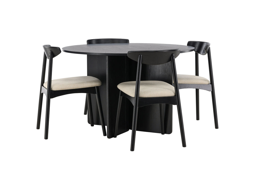 Venture Home Tyresö Table ø120 - Black with Ven Chair - Black