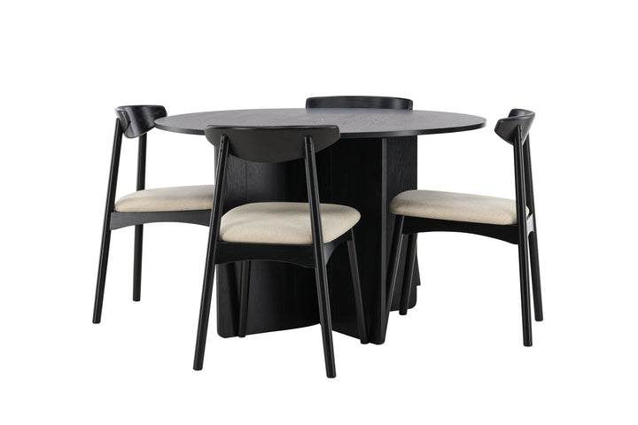 Venture Home Tyresö Table ø120 - Black with Ven Chair - Black