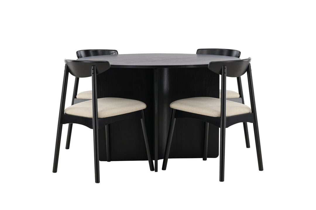 Venture Home Tyresö Table ø120 - Black with Ven Chair - Black