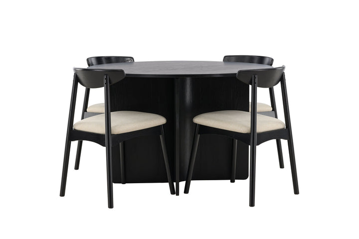 Venture Home Tyresö Table ø120 - Black with Ven Chair - Black
